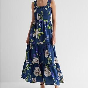 Express Floral Blue Maxi Dress Large